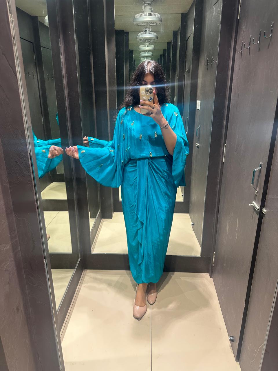 blue crepe tunic