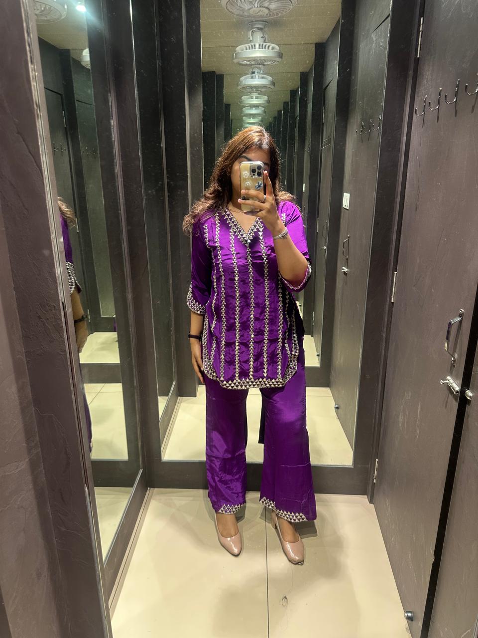 PURPLE PARTY WEAR COORD SET