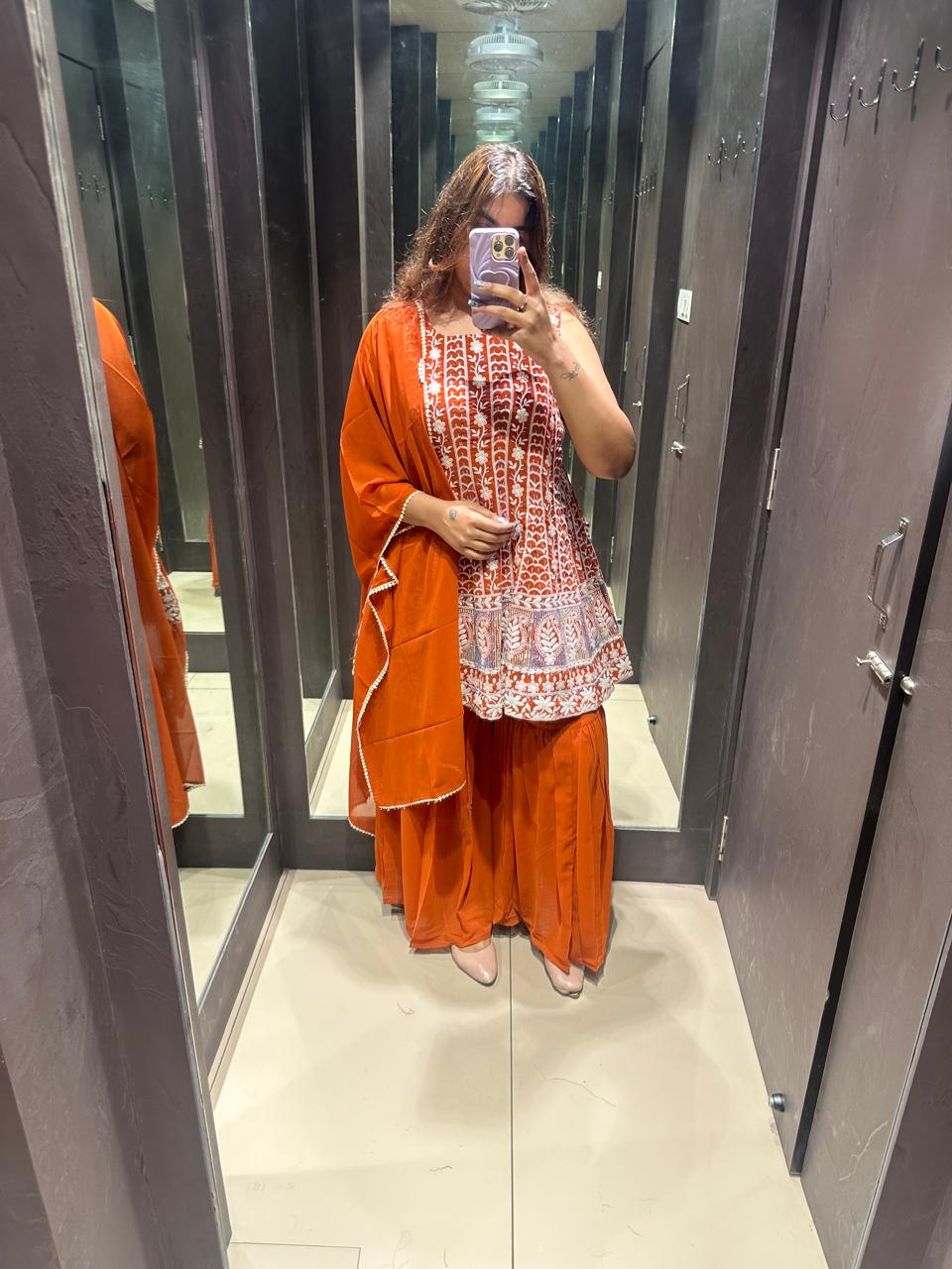 ORANGE PLAZO SET