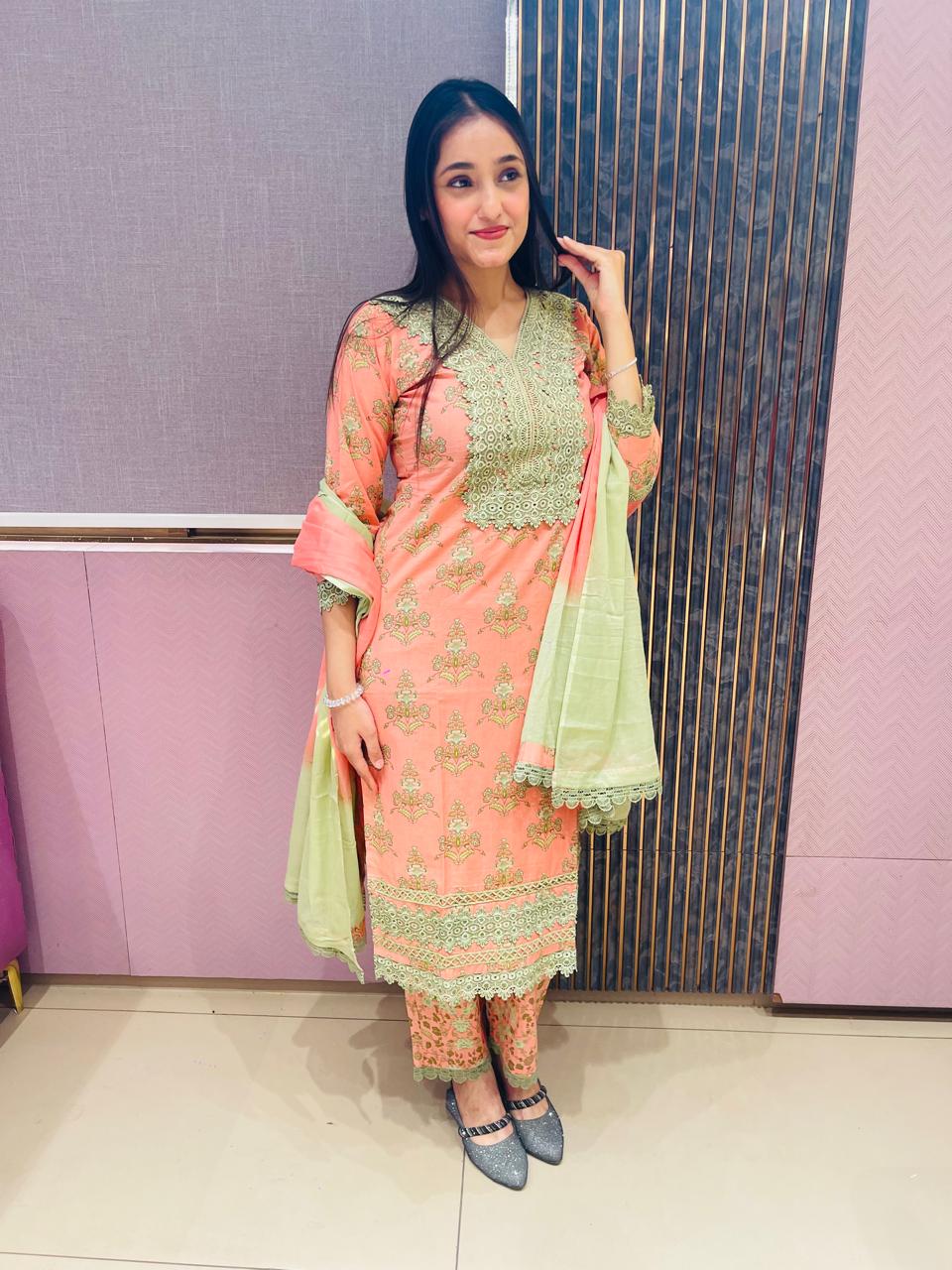 INDIAN DUPPATTA SUIT WITH GREEN COMBINATION