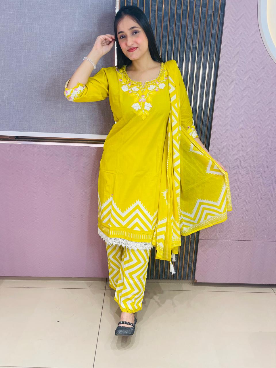 YELLOW AND WHITE SUIT