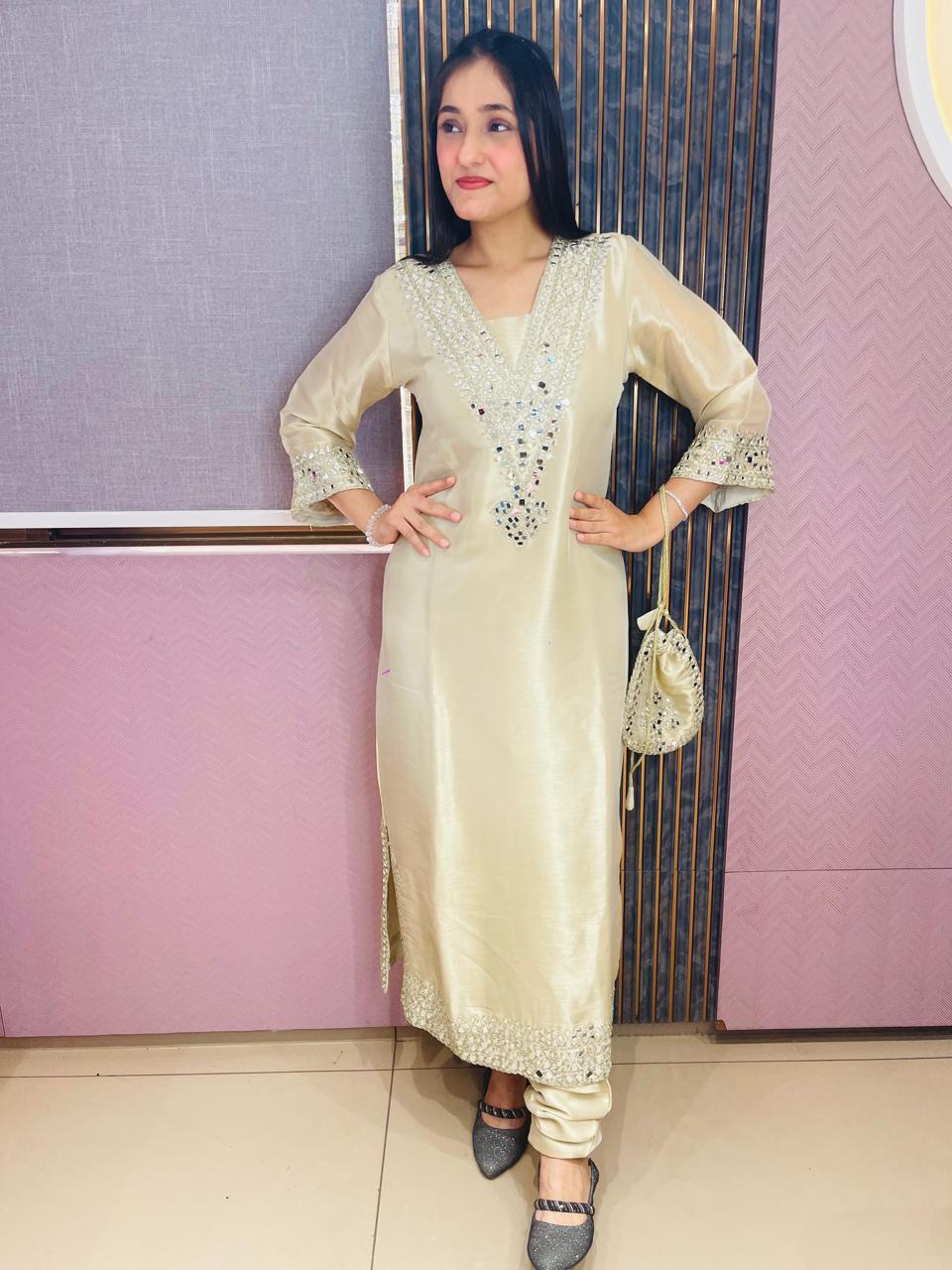 MIRROR WORK LONG KURTA SET