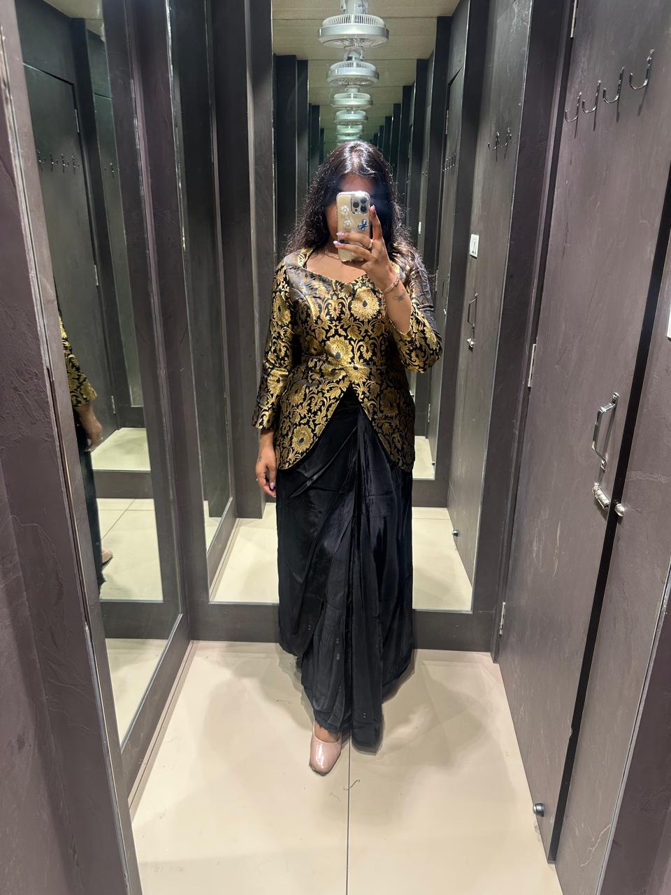 BLACK SKIRT DHOTI SET