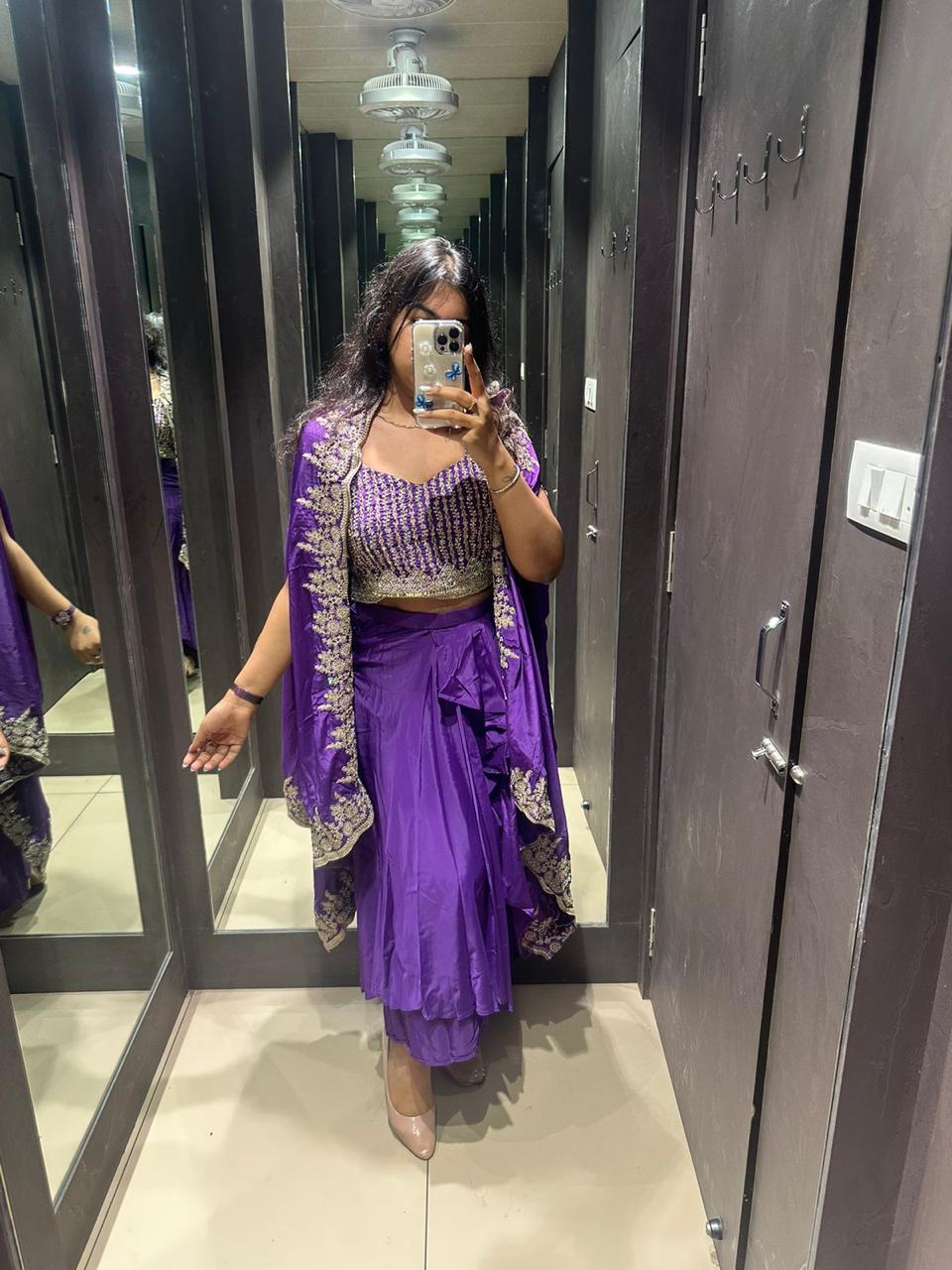SKIRT DHOTI PURPLE 3 PIECE SET