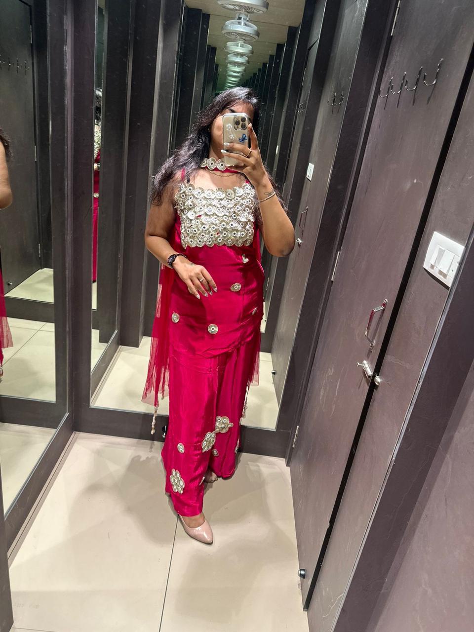 PINK SLEEVELESS DUPATTA SET