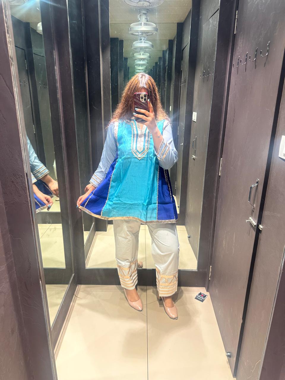 BLUE A LINE INDIAN COORD SET