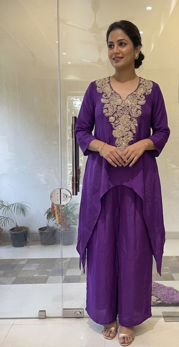 PURPLE PARTY WEAR COORD SET