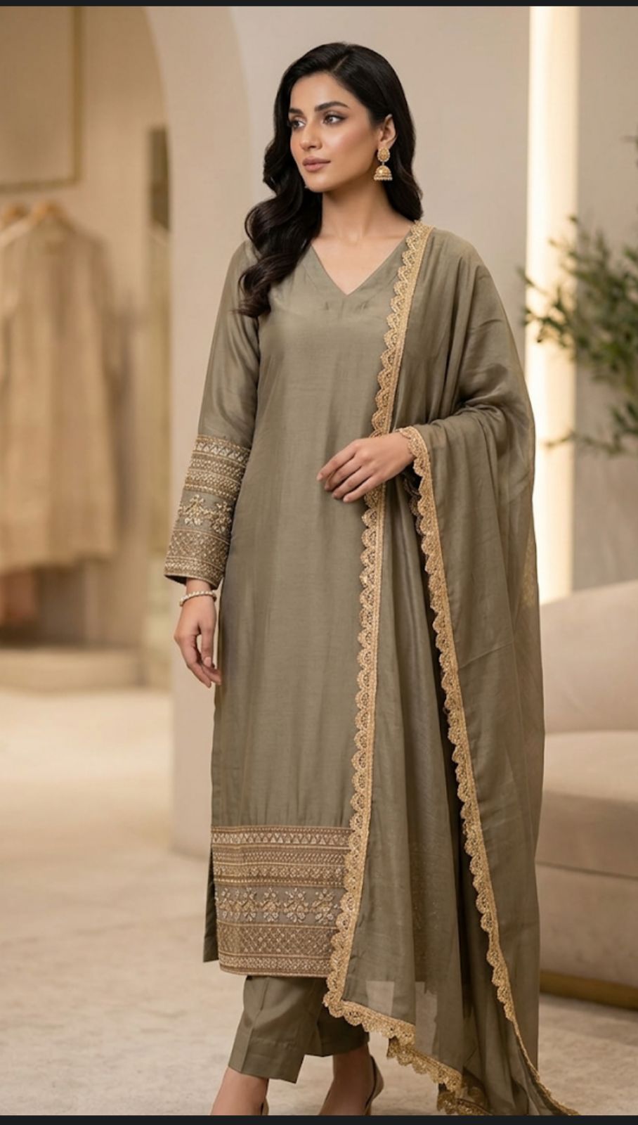 GREEN ANARKALI DESIGNER SUIT