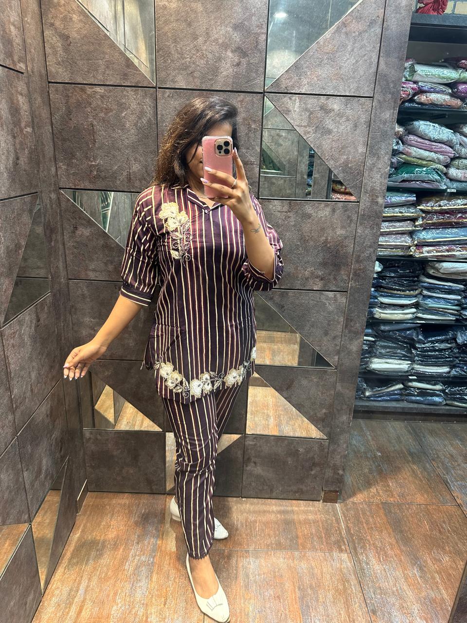 STRIP COORD SET RED AND DARK BLUE